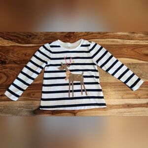 GAP Kids Navy Striped Reindeer Long Sleeve Heavy Weight Shirt